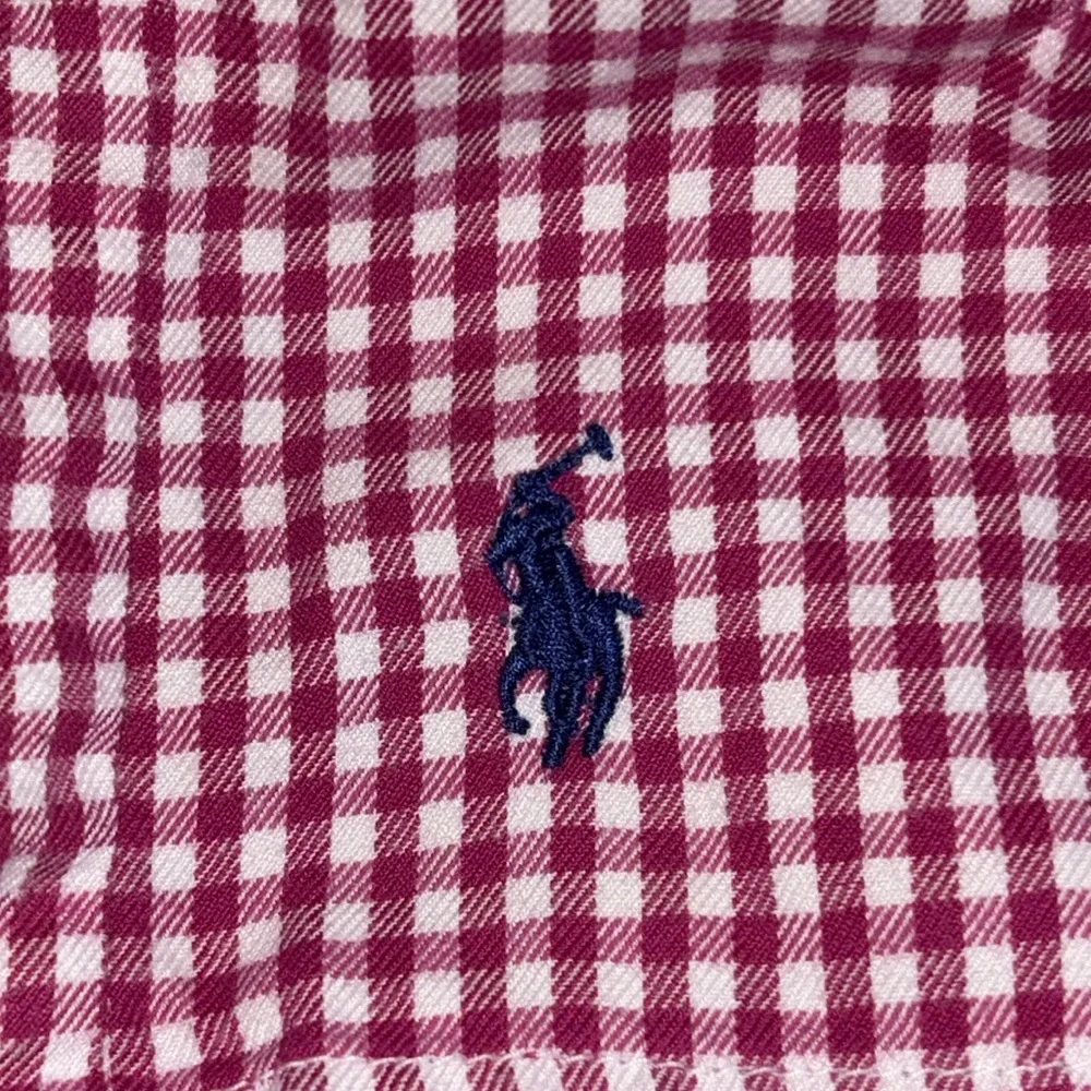 Pink and white Gingham Ralph Lauren Dress 3M Roll Sleeve Ruffle Neck Pink
